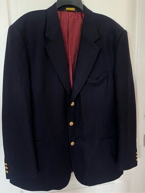 EUC Valentine navy cashmere and wool single breasted blazer gold buttons 60